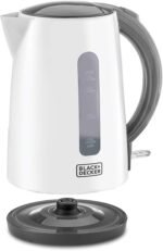 ⁦BLACK+DECKER Cordless Electric Kettle, 2200W, 1.7L Capacity, Quick Boiling, Lightweight Design, 360° Swivel Base, Auto Shut-Off, Boil-Dry Protection, Concealed Heating Plate, White - JC70-B5 Buy Online at Best Price in UAE - Amazon.ae⁩ - الصورة ⁦7⁩