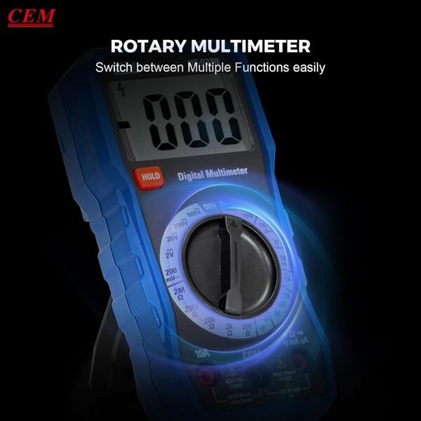 ⁦CEM Digital Multimeter TRMS 2000 Auto-ranging Counts,Multimeter featuring 0.5% DC and 0.8% Resistance measure accuracy,Voltage Tester for AC/DC Current Resistance Continuity Diode for Home Industrial Buy Online at Best Price in UAE - Amazon.ae⁩ - الصورة ⁦5⁩