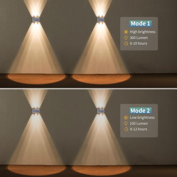 4 Pcs Outdoor Solar Wall Light, Up & Down LED Scones – Warm White LED Sconce, Waterproof Garden Patio Fence Light Buy Online at Best Price in UAE - Amazon.ae - Image 5