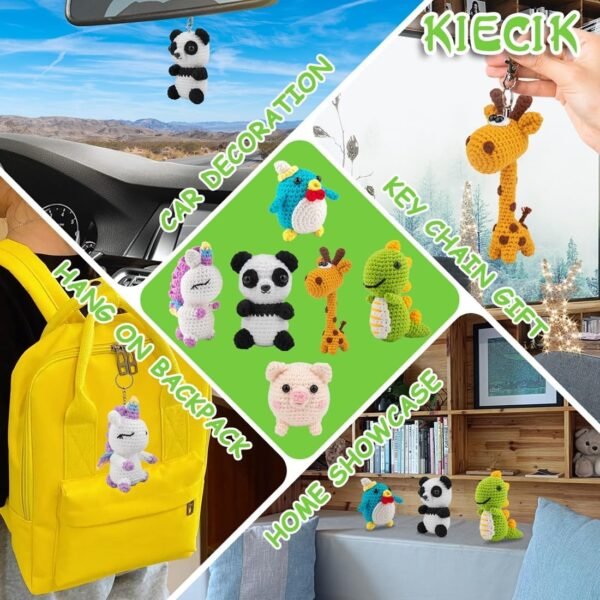 ⁦6Pcs Crochet Kit for Beginners, Crochet Animal Kits，Knitting Kit for Kids Adults with Step by Step Videos Tutorials, Knitting Kit for Kids Great Birthday Holiday Gift, DIY Keychain Pendants(Set -02)  Amazon.ae: Arts & Crafts⁩ - الصورة ⁦3⁩