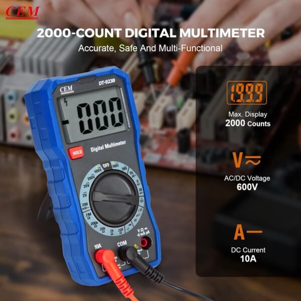 ⁦CEM Digital Multimeter TRMS 2000 Auto-ranging Counts,Multimeter featuring 0.5% DC and 0.8% Resistance measure accuracy,Voltage Tester for AC/DC Current Resistance Continuity Diode for Home Industrial Buy Online at Best Price in UAE - Amazon.ae⁩ - الصورة ⁦11⁩