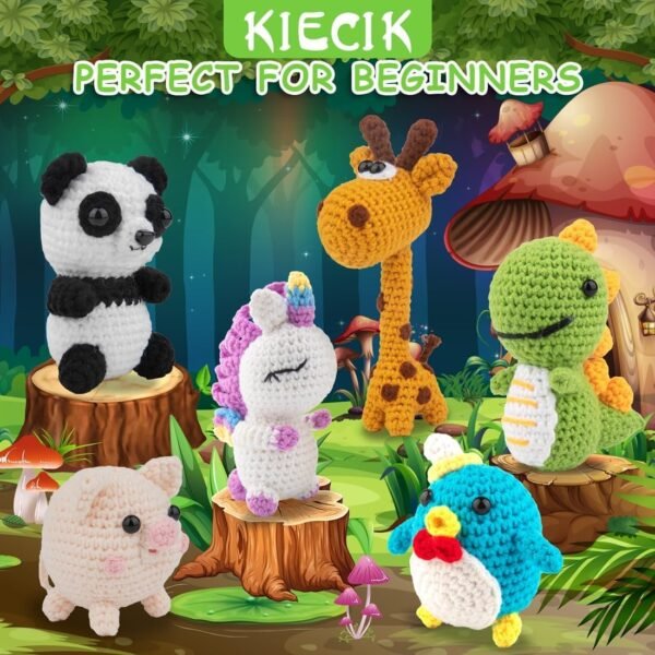 ⁦6Pcs Crochet Kit for Beginners, Crochet Animal Kits，Knitting Kit for Kids Adults with Step by Step Videos Tutorials, Knitting Kit for Kids Great Birthday Holiday Gift, DIY Keychain Pendants(Set -02)  Amazon.ae: Arts & Crafts⁩ - الصورة ⁦6⁩