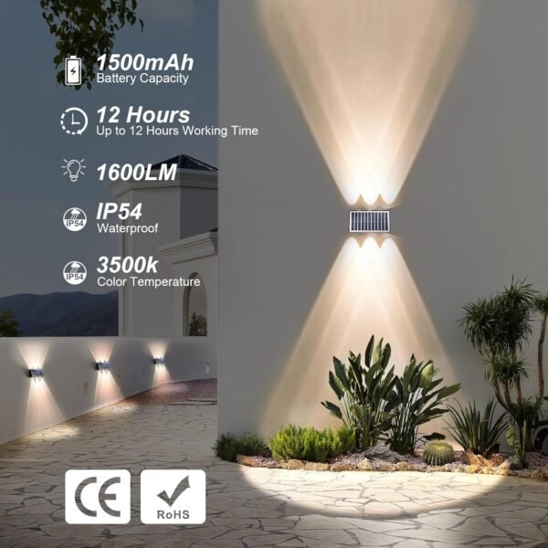 4 Pcs Outdoor Solar Wall Light, Up & Down LED Scones – Warm White LED Sconce, Waterproof Garden Patio Fence Light Buy Online at Best Price in UAE - Amazon.ae - Image 17