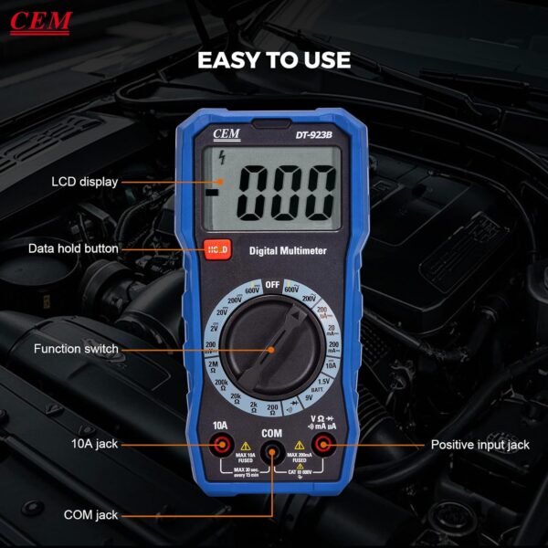 ⁦CEM Digital Multimeter TRMS 2000 Auto-ranging Counts,Multimeter featuring 0.5% DC and 0.8% Resistance measure accuracy,Voltage Tester for AC/DC Current Resistance Continuity Diode for Home Industrial Buy Online at Best Price in UAE - Amazon.ae⁩ - الصورة ⁦15⁩