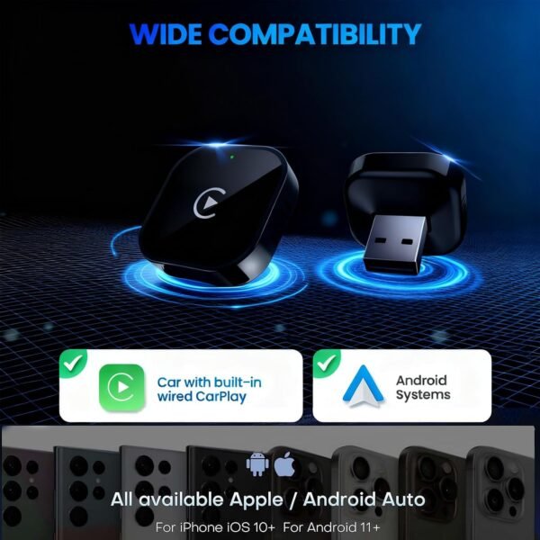 Yizro 2026 Wireless CarPlay Adapter for iPhone & Android Device | Fast Auto-Connect, Stable Connection, Mini Size Plug，Apple iPhone & Android, 2-in-1 Adapter, Convert Wired to Wireless Dongle Buy Online at Best Price in UAE - Amazon.ae - Image 6