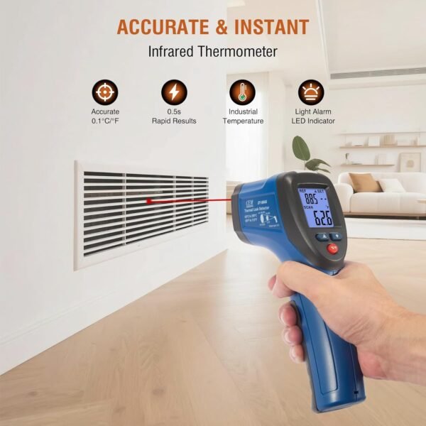 CEM Infrared Thermometer Temperature Gun,Instant Read Temperature Gun with Color Audible Alarm for Home Repair and Industrial Maintain,IR 1.0% Laser Thermal Scanner -50~380°C,Not for Use on Humans  Amazon.ae: Kitchen - Image 3