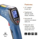 CEM Infrared Thermometer Temperature Gun,Instant Read Temperature Gun with Color Audible Alarm for Home Repair and Industrial Maintain,IR 1.0% Laser Thermal Scanner -50~380°C,Not for Use on Humans  Amazon.ae: Kitchen - Image 2