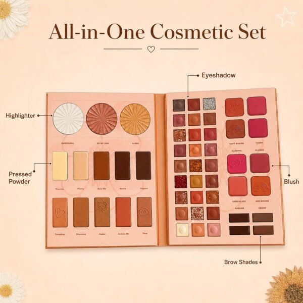 All-in-One Makeup Palette Cosmetic Set Eyeshadow Blush Highlighter Pressed Powder Brow Shades Book Style Multi Color Face Eye Kit for Daily Makeup  Amazon.ae: Beauty - Image 2