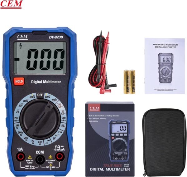 ⁦CEM Digital Multimeter TRMS 2000 Auto-ranging Counts,Multimeter featuring 0.5% DC and 0.8% Resistance measure accuracy,Voltage Tester for AC/DC Current Resistance Continuity Diode for Home Industrial Buy Online at Best Price in UAE - Amazon.ae⁩ - الصورة ⁦9⁩