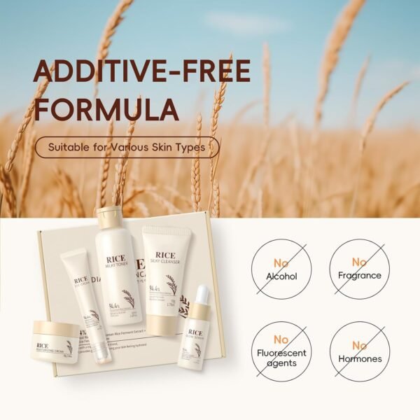 LAIKOU Rice Face Care, Pack of 5 Skin Care Women's Face Set, Travel Size Skincare with Facial Cleanser, Rice Toner, Eye Cream, Serum Moisturising Cream, for Daily Moisture & Care  Amazon.ae: Beauty - Image 9