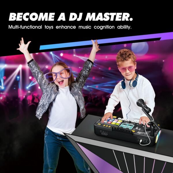 Kids DJ Mixer Controller Table Musical Toy Electronic Toy with Microphone Piano for Kid, DJ Board Key Musical Instruments Birthday Gift Toys for 3 4 5 6 7 Year Old Boy Girl (black) Buy Online at Best Price in UAE - Amazon.ae - Image 5