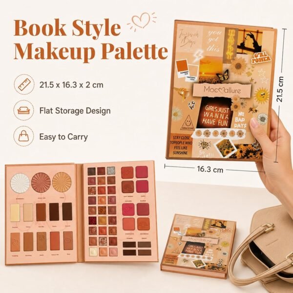 All-in-One Makeup Palette Cosmetic Set Eyeshadow Blush Highlighter Pressed Powder Brow Shades Book Style Multi Color Face Eye Kit for Daily Makeup  Amazon.ae: Beauty - Image 7
