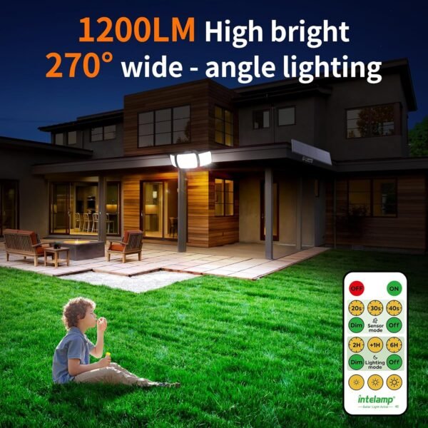 intelamp Solar Lights Outdoor with Remote Control, 2.7 Cable | Solar Sensor Lights with Dual Sensors 1200LM Waterproof Flood Lighting for Yard, Garage, Garden Buy Online at Best Price in UAE - Amazon.ae - Image 9