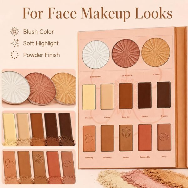 All-in-One Makeup Palette Cosmetic Set Eyeshadow Blush Highlighter Pressed Powder Brow Shades Book Style Multi Color Face Eye Kit for Daily Makeup  Amazon.ae: Beauty - Image 11