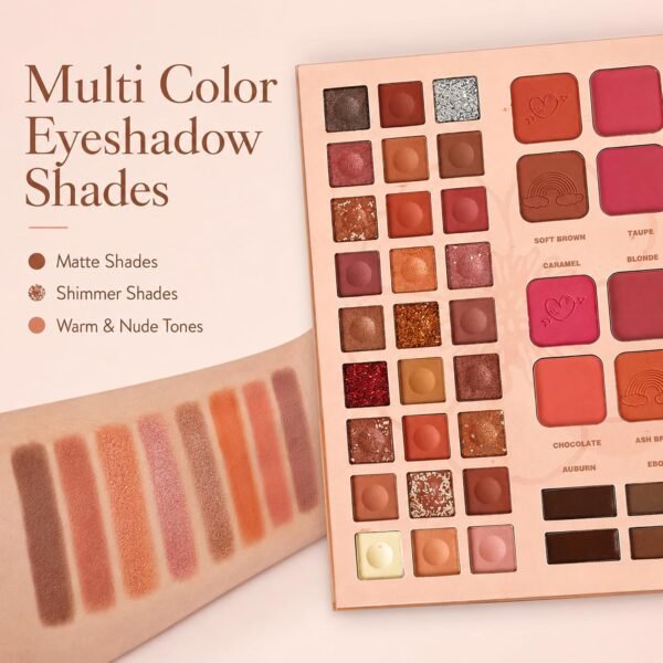 All-in-One Makeup Palette Cosmetic Set Eyeshadow Blush Highlighter Pressed Powder Brow Shades Book Style Multi Color Face Eye Kit for Daily Makeup  Amazon.ae: Beauty - Image 3