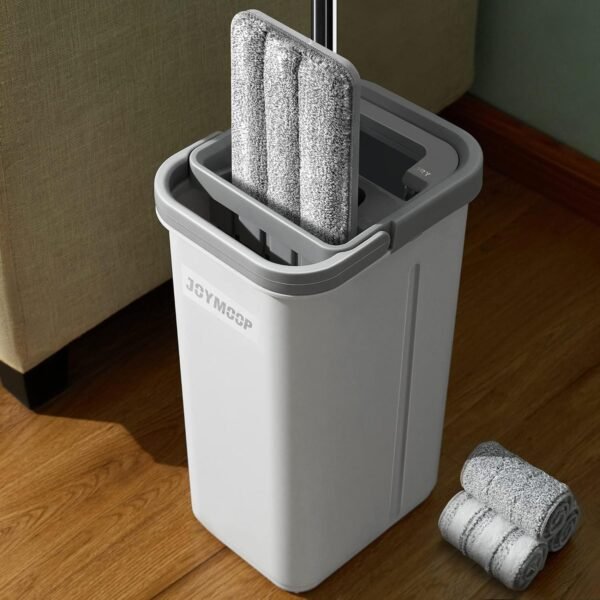 JOYMOOP - Flat Mop and Bucket with Spinner, with 3 Washable Microfiber Wipes - Wet & Dry Use, Floor Cleaning System  Amazon.ae: Industrial & Scientific - Image 10